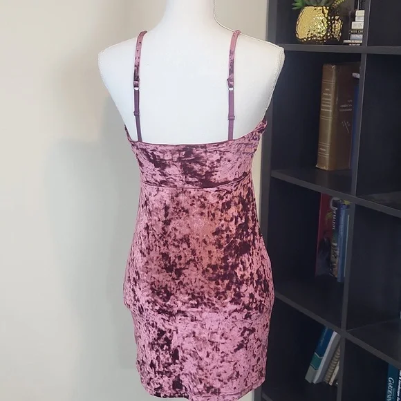 FREE PEOPLE Come Together Pink Velour Peekabo Cutout Cami Bodycon Mini Dress - Picture 4 of 9